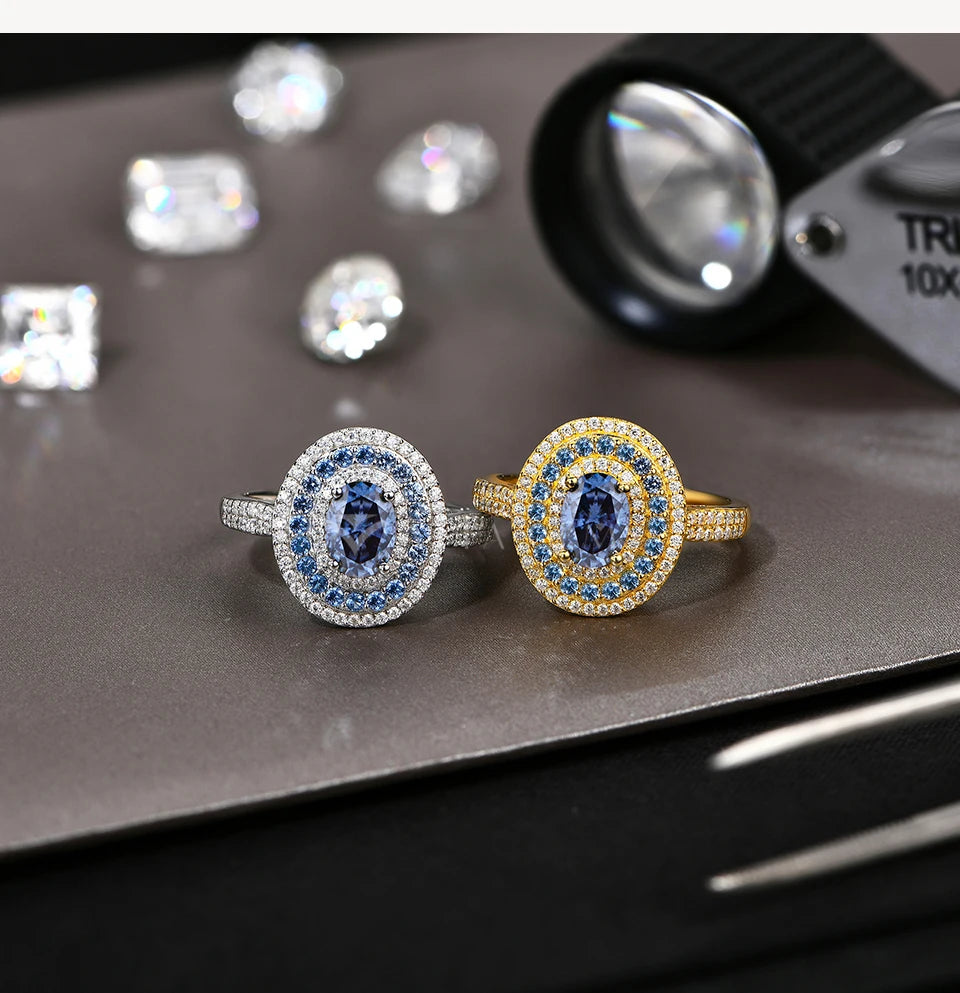 Anel de Luxo Oval Moissanite Presente de Noivado