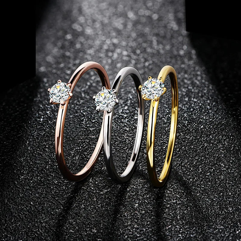 Anel Solitário de Moissanite Banhado a Ouro 18k