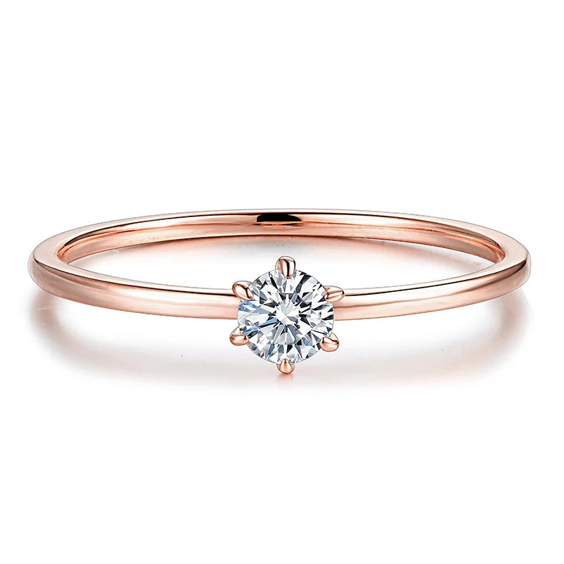 Anel Solitário de Moissanite Banhado a Ouro 18k