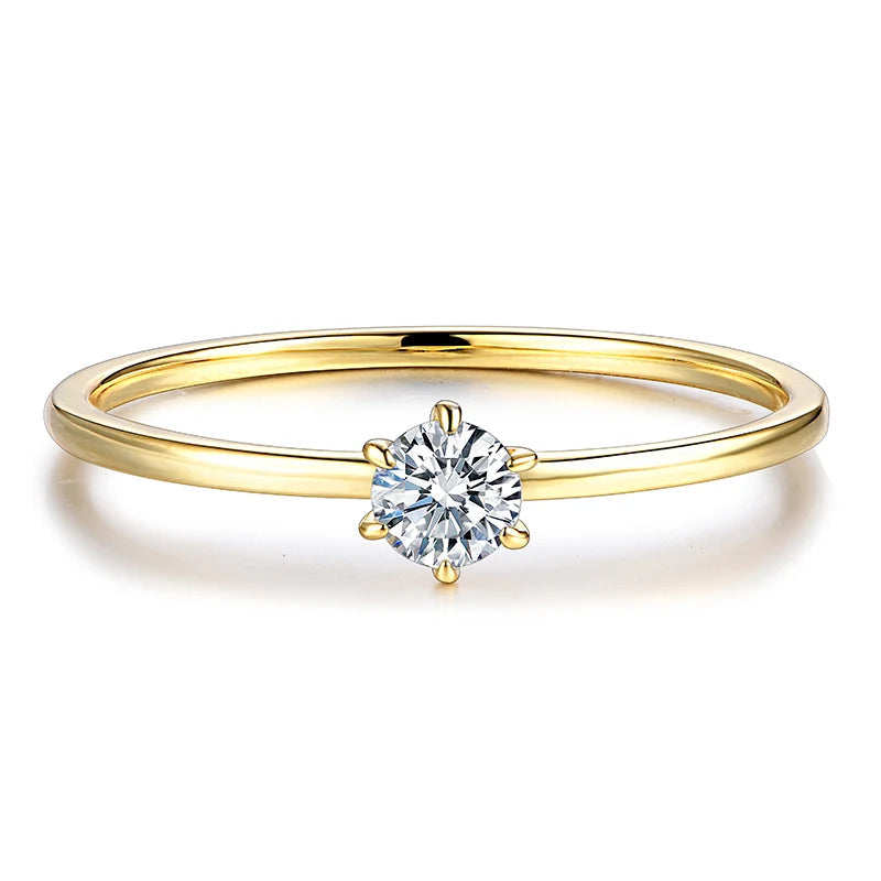 Anel Solitário de Moissanite Banhado a Ouro 18k