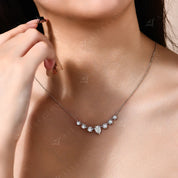 Colar de Moissanite Banhada a Ouro Branco 18K