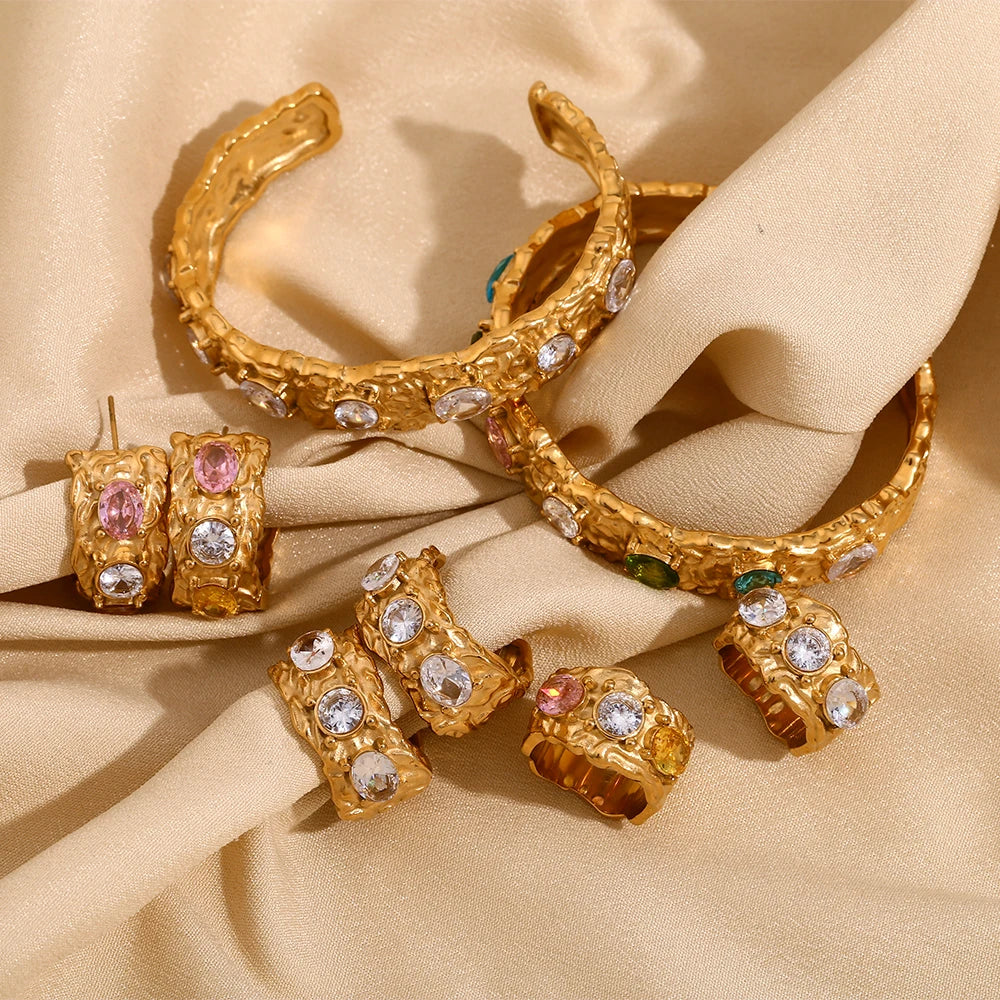 Conjuntos de Anéis Com pulseira Banhado a Ouro 18k