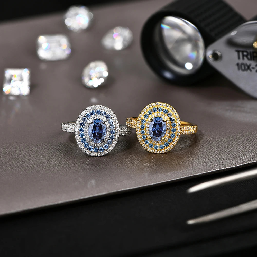 Anel de Luxo Oval Moissanite Presente de Noivado
