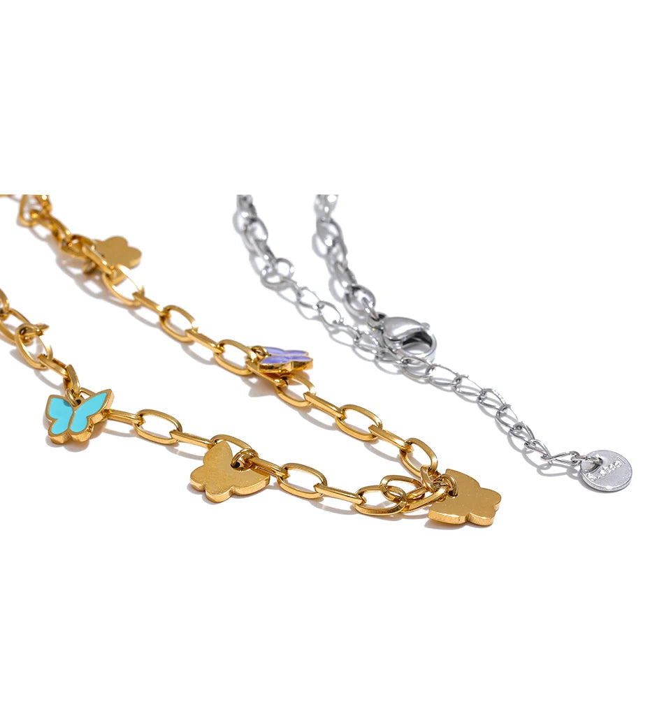 Tornozeleira com Pingente de Borboleta Banhado a Ouro 18k