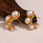 Brincos Margaridas de Pérola Banhado a Ouro
