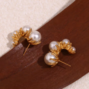 Brincos Margaridas de Pérola Banhado a Ouro