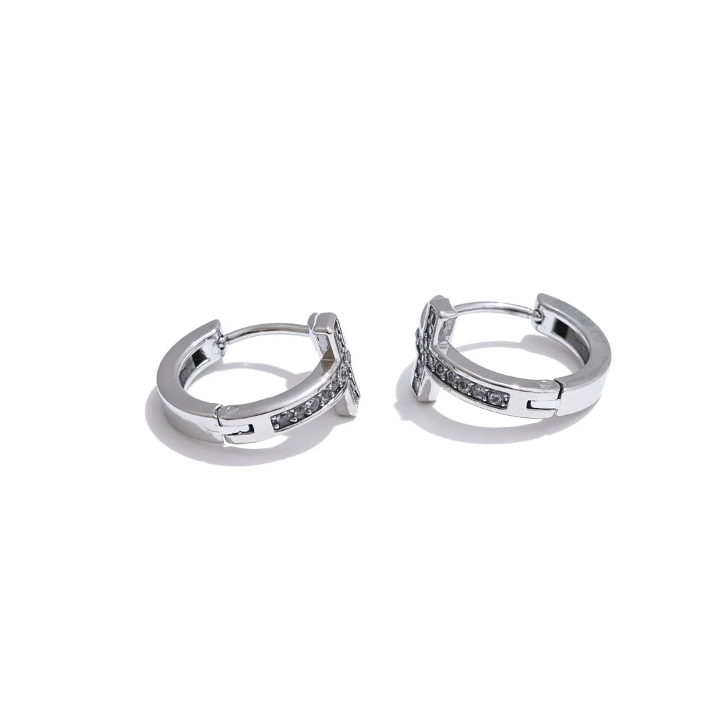 Brincos de Argola de Cruz Banhado a Ouro 18k