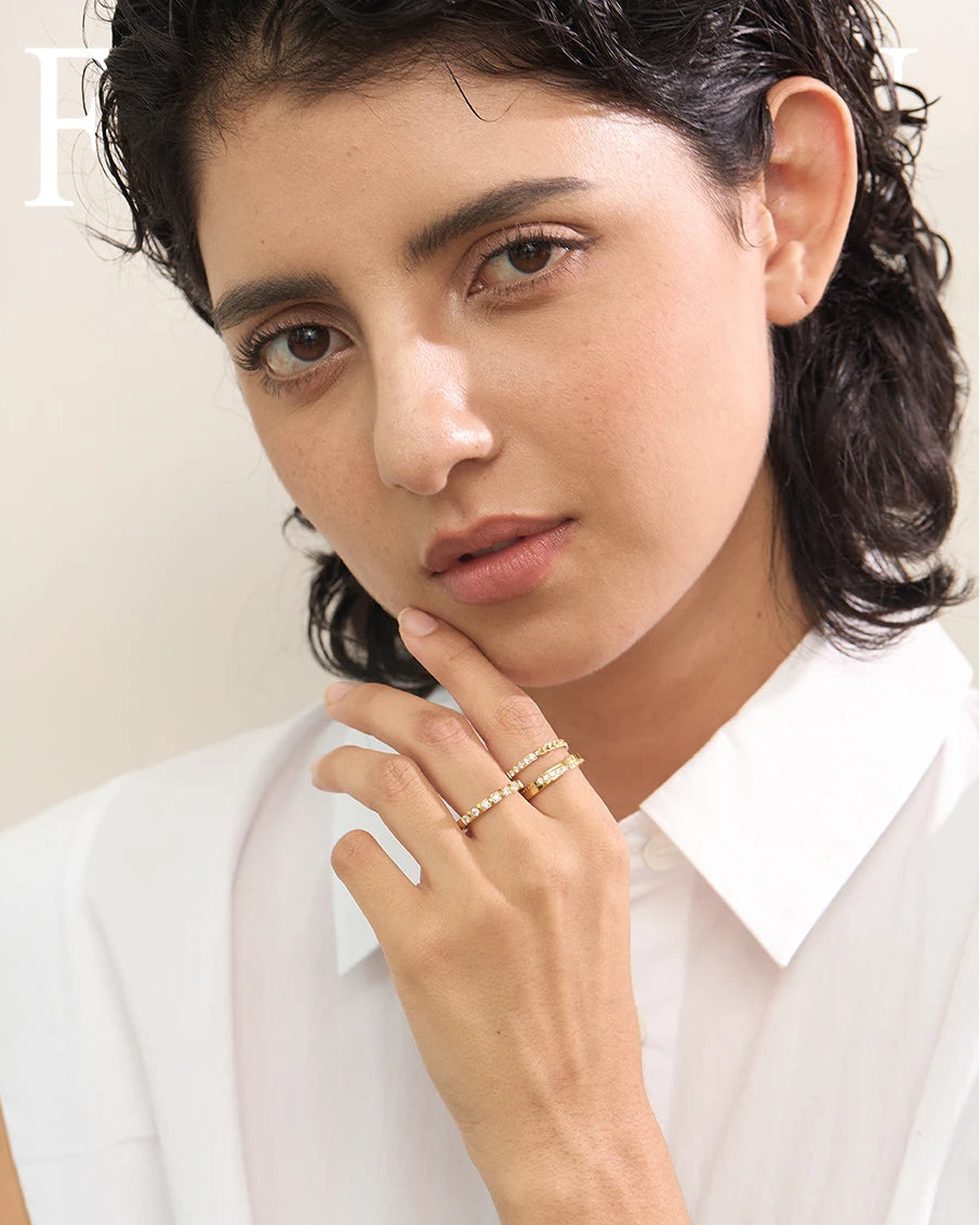 Anel Fino com Zircônia Banhado a Ouro 18k