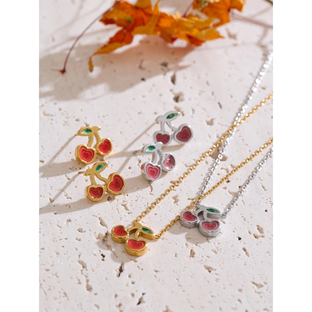 Conjunto de Colar e Brincos Pingente Banhado a Ouro 18k