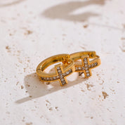 Brincos de Argola de Cruz Banhado a Ouro 18k