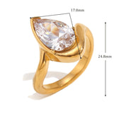Anel Formato de Gota D'água Banhado a Ouro e Prata