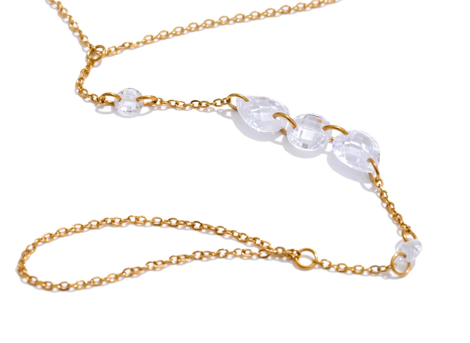 Pulseira de Corrente com Zircônia Feito a Mão Banhado a 18K