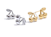 Brincos Pequenos de Cereja Banhado Ouro 18k