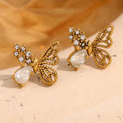 Brincos de Asas Com Zircônia Ouro