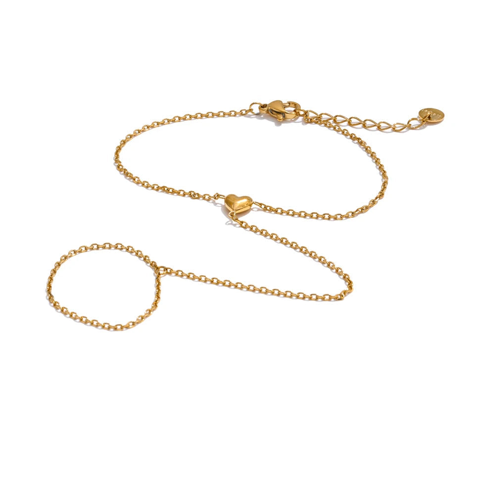 Pulseira de Coração com Corrente e Anel