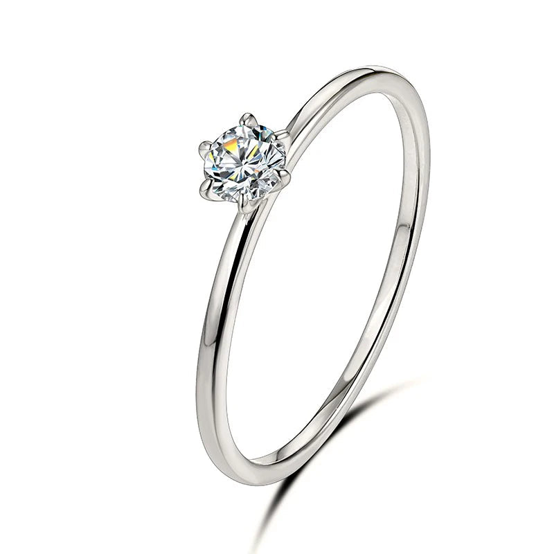 Anel Solitário de Moissanite Banhado a Ouro 18k