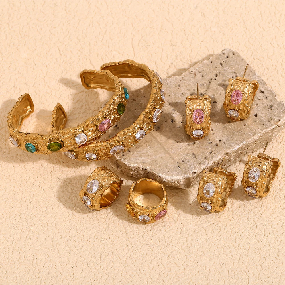 Conjuntos de Anéis Com pulseira Banhado a Ouro 18k