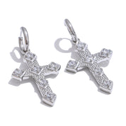 Brincos de Argola com Cruz e Zircônia Banhado a Ouro