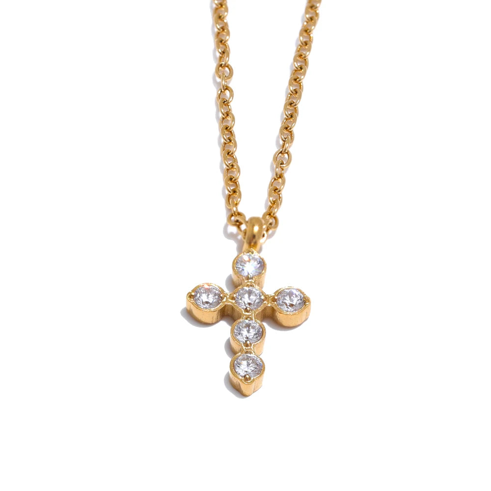 Colar com Pingente de Cruz Banhado a Ouro e Prata