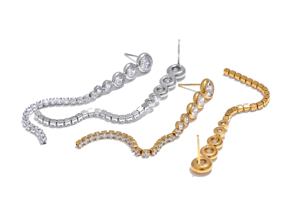 Brincos Longos com Corrente Banhado Ouro 18k