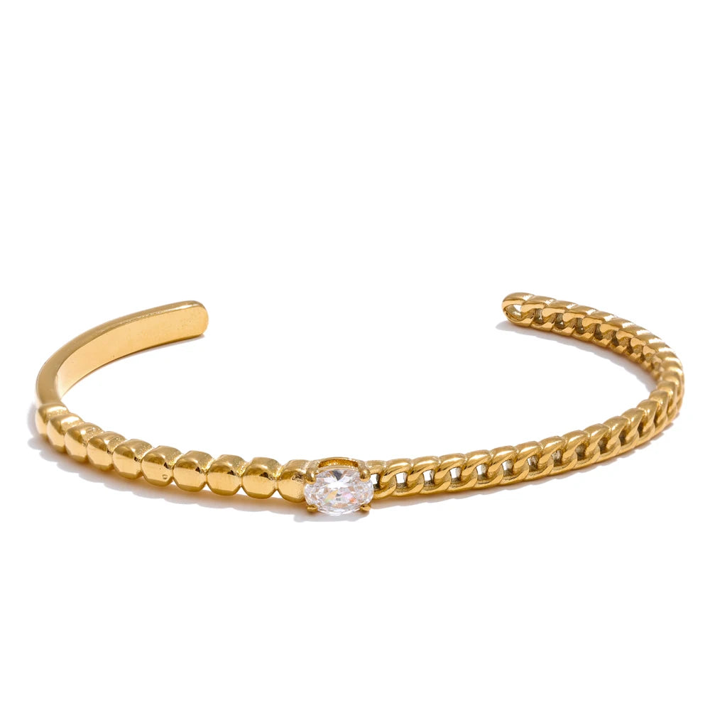 Pulseira de Luxo e Zircônia Banhada a Ouro