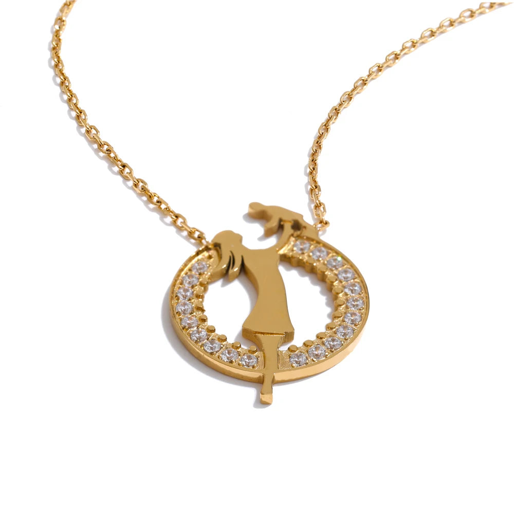Colar Mãe e Filho Pingente Banhado a Ouro