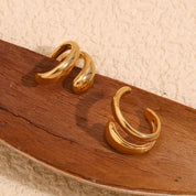 Brincos Dupla Camada de Ouro e Prata
