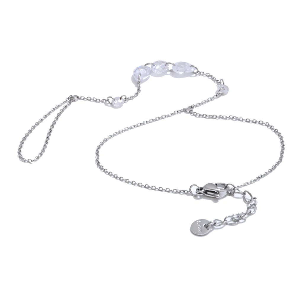 Pulseira de Corrente com Zircônia Feito a Mão Banhado a 18K