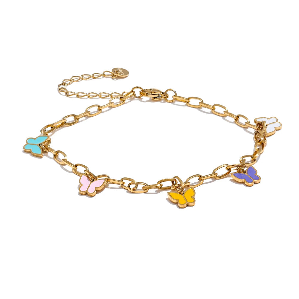 Tornozeleira com Pingente de Borboleta Banhado a Ouro 18k