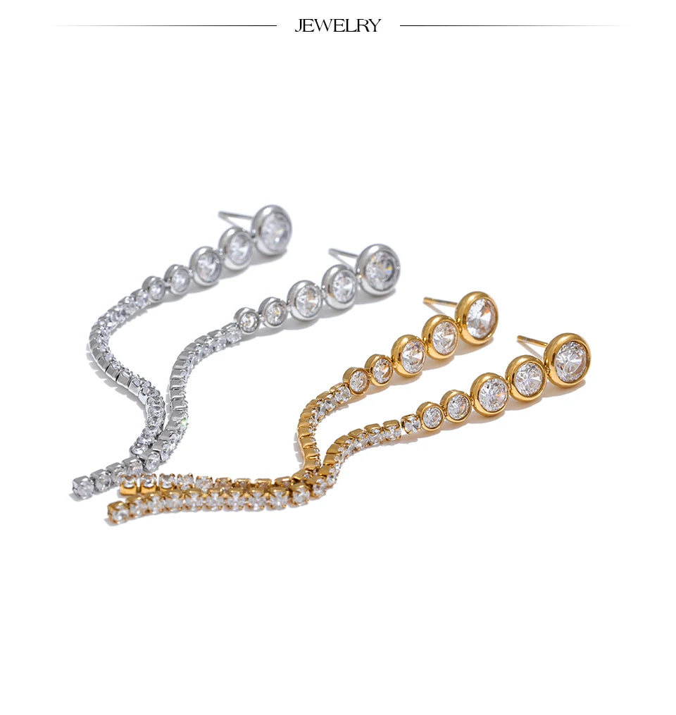 Brincos Longos com Corrente Banhado Ouro 18k