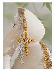 Colar com Pingente de Cruz Banhada a Ouro 18k