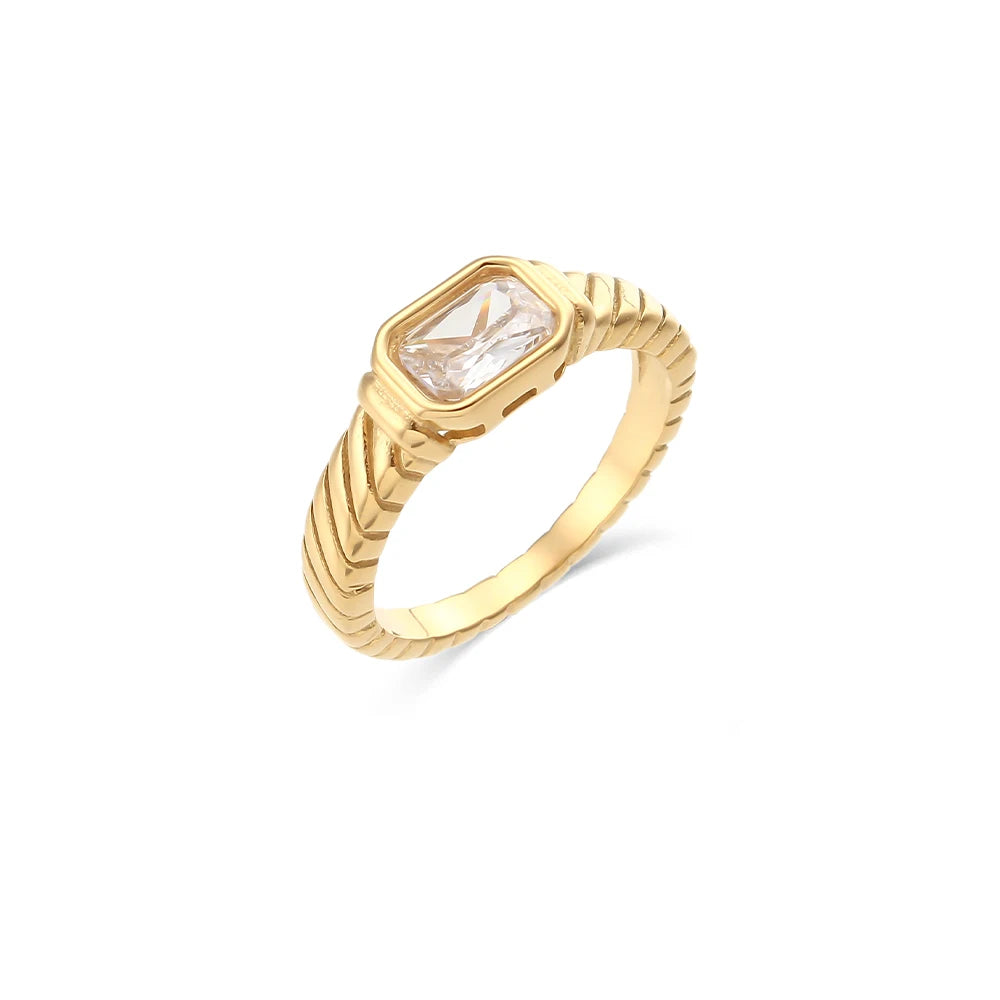 Anel Fino Zircônia Banhado a Ouro