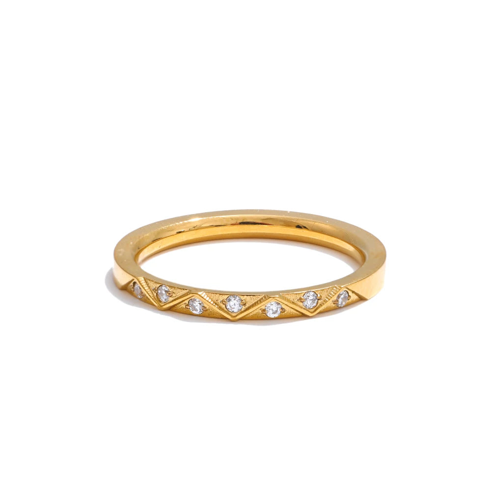 Anel Fino com Zircônia Banhada a Ouro 18k