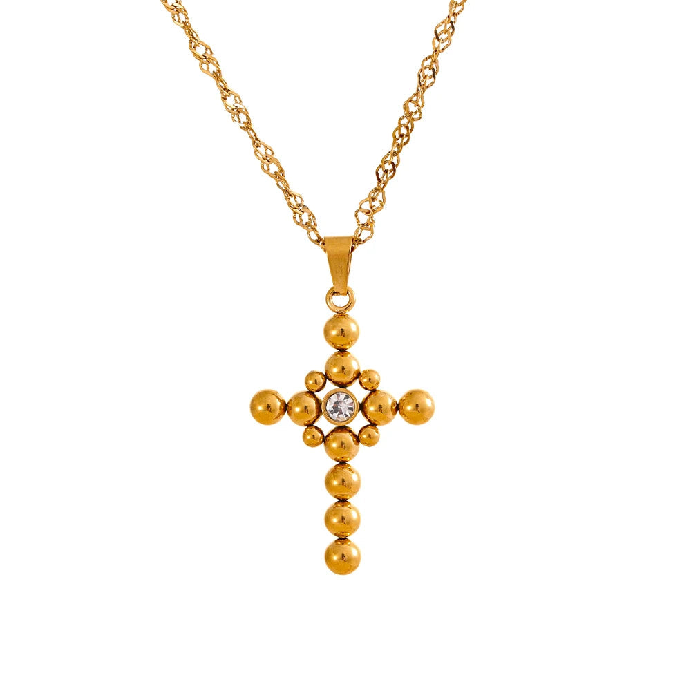 Colar com Pingente de Cruz Banhada a Ouro 18k