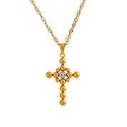 Colar com Pingente de Cruz Banhada a Ouro 18k