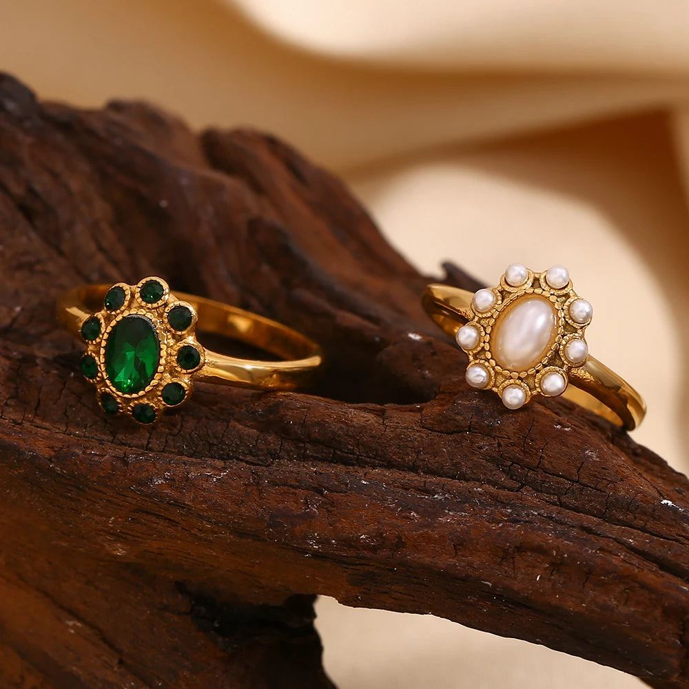 Anel de Pérola Elegante Luxuoso Banhado a Ouro