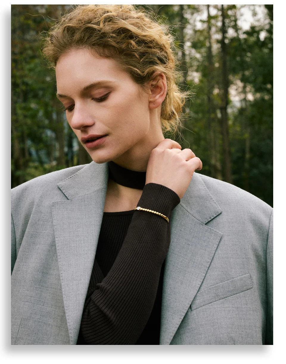 Pulseira de Luxo e Zircônia Banhada a Ouro
