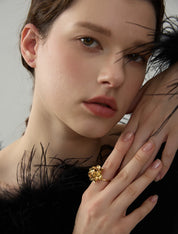 Anel de Flor Banhado a Ouro 18k