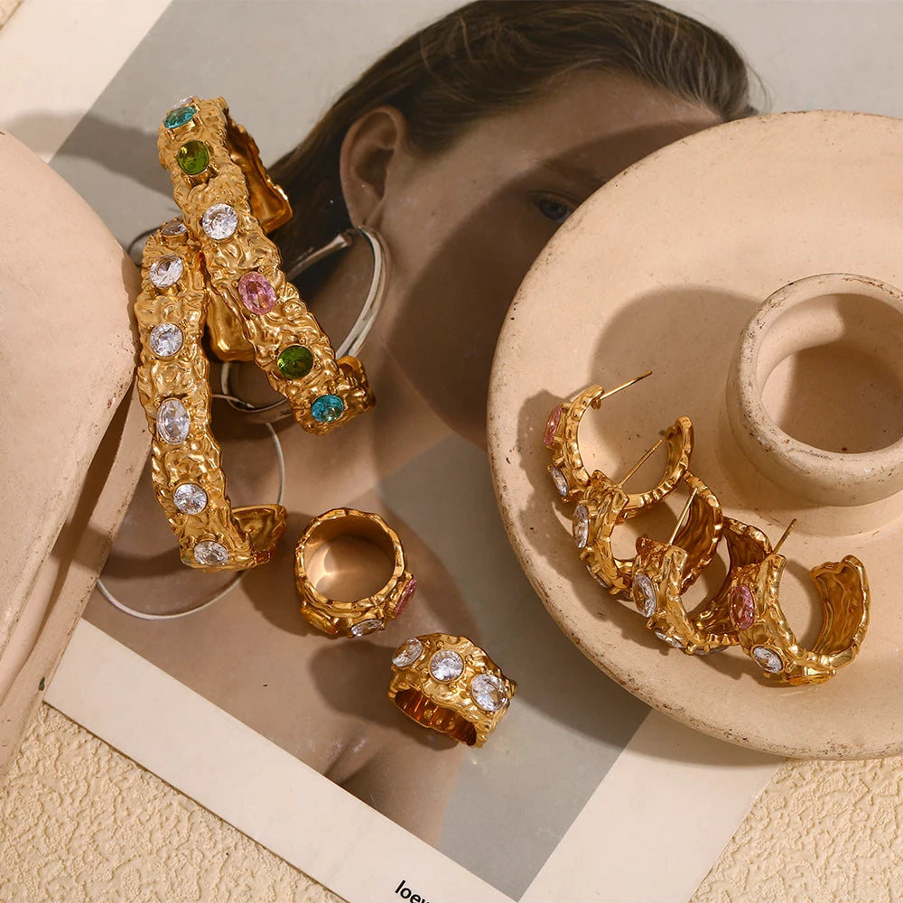 Conjuntos de Anéis Com pulseira Banhado a Ouro 18k