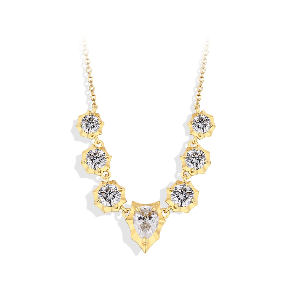Colar de Moissanite Banhada a Ouro Branco 18K