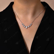 Colar de Moissanite Banhada a Ouro Branco 18K
