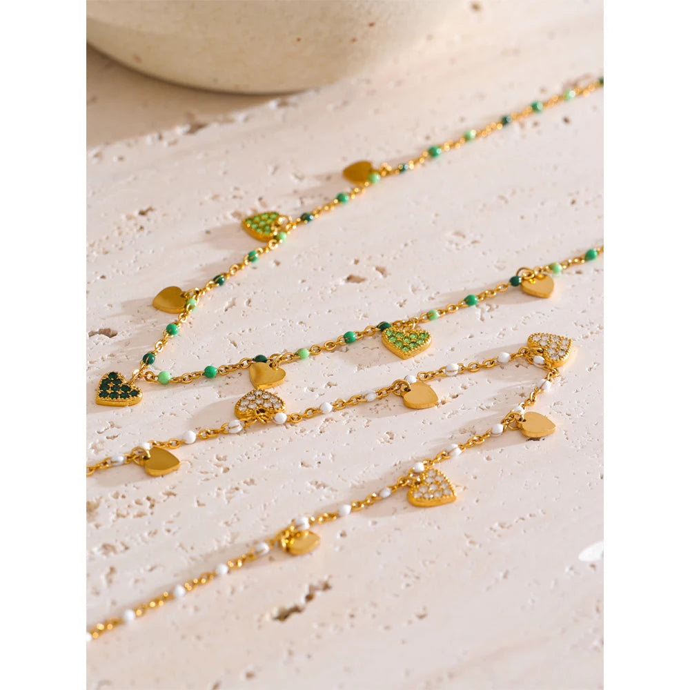 Colar de Coração com Zircônias Banhado a Ouro 18k