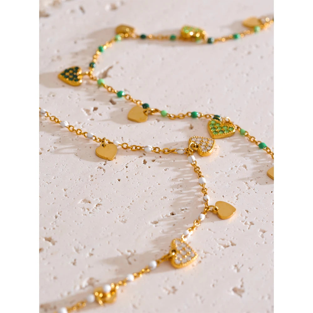 Colar de Coração com Zircônias Banhado a Ouro 18k
