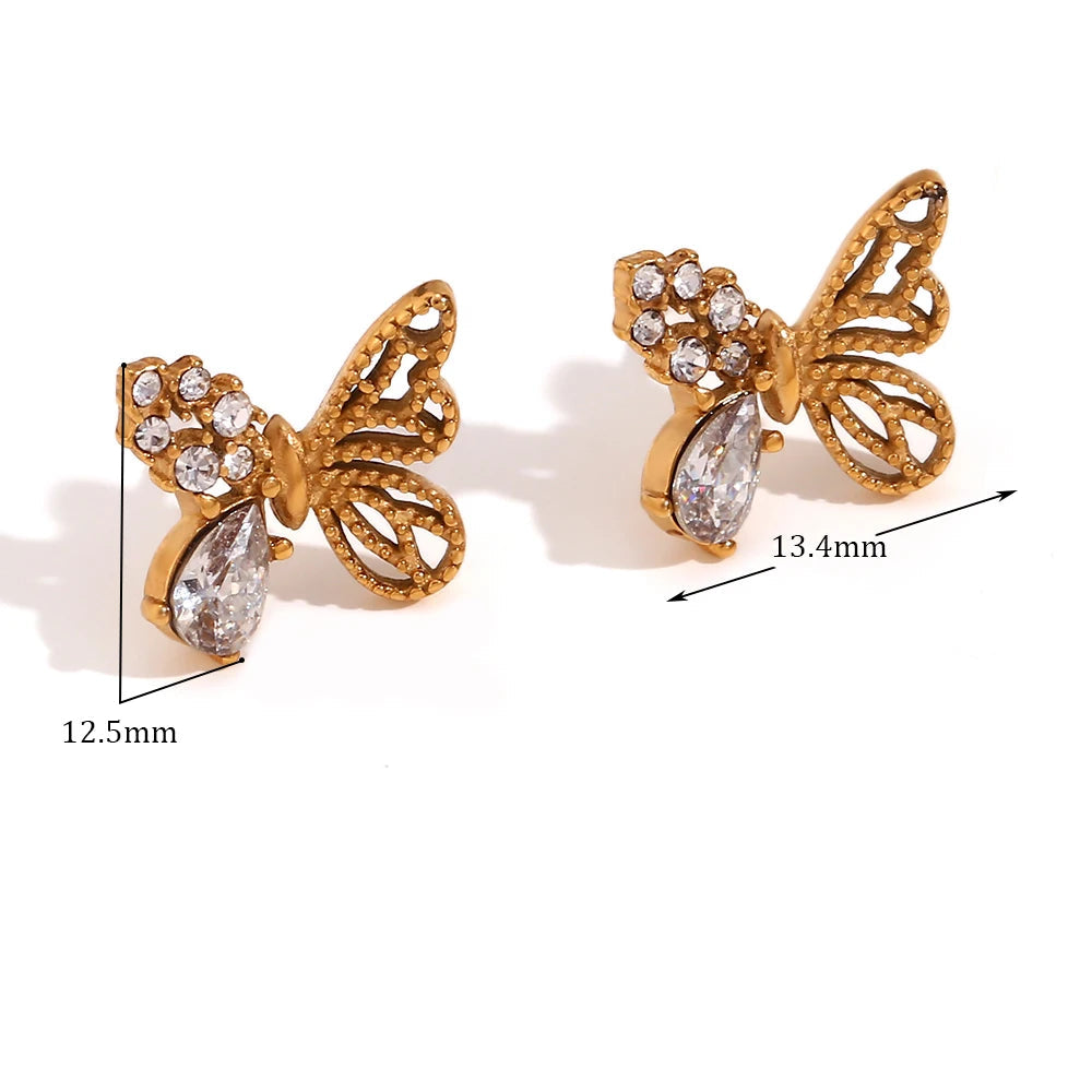 Brincos de Asas Com Zircônia Ouro