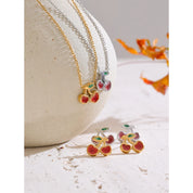 Conjunto de Colar e Brincos Pingente Banhado a Ouro 18k