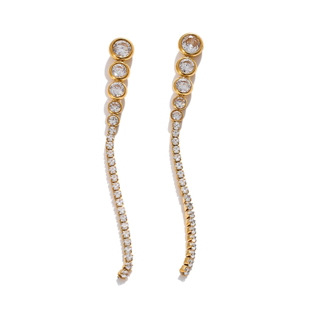 Brincos Longos com Corrente Banhado Ouro 18k
