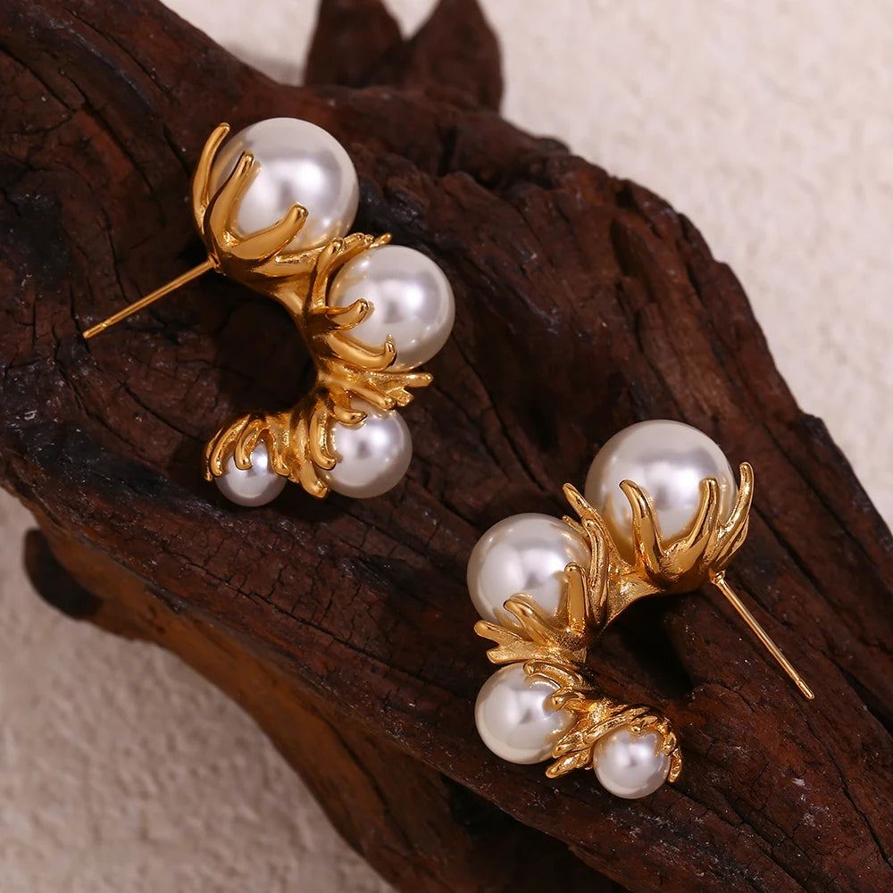 Brincos Margaridas de Pérola Banhado a Ouro