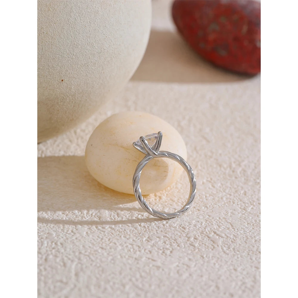 Anel de Luxo Moissanite 5CT Prata
