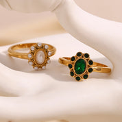 Anel de Pérola Elegante Luxuoso Banhado a Ouro