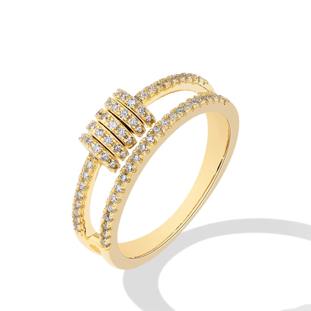 Anel de Moissanite Circular Banhada a Ouro 18k